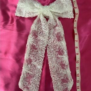 White Lace Bow Embroidered with Sequins